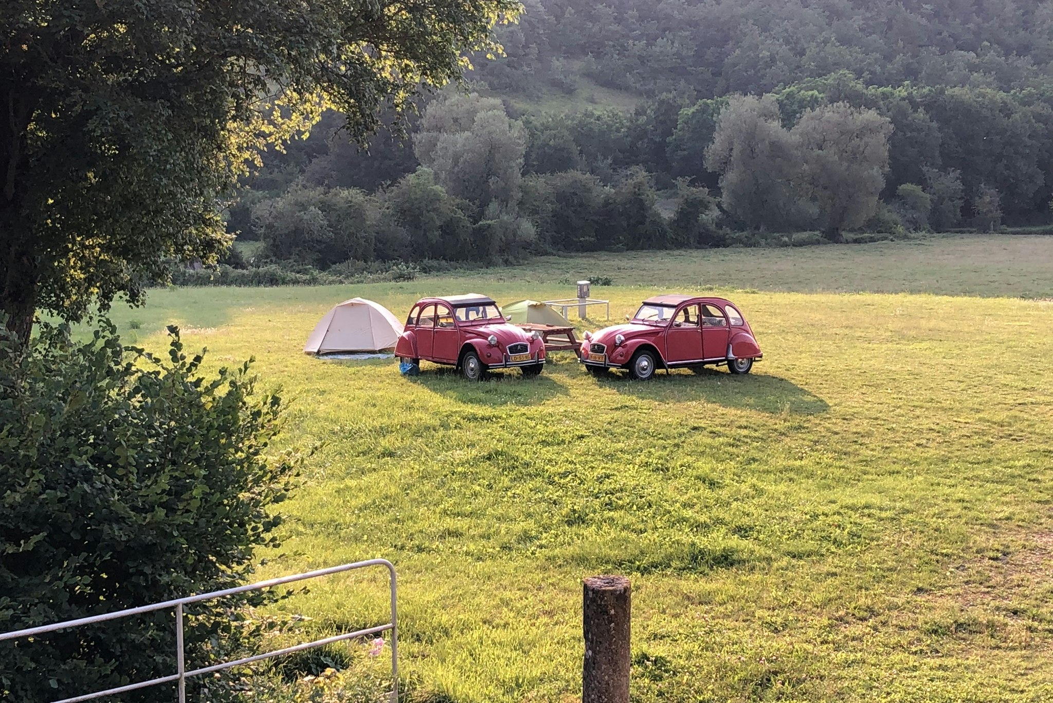 Onlycamp Camping Le Moulin Naudin - Blick auf die Zeltwiese auf dem Campingplatz