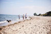 Ostsee-Freizeitpark Booknis - Gäste von dem Campingplatz spazieren mit dem Hund an der Ostseeküste