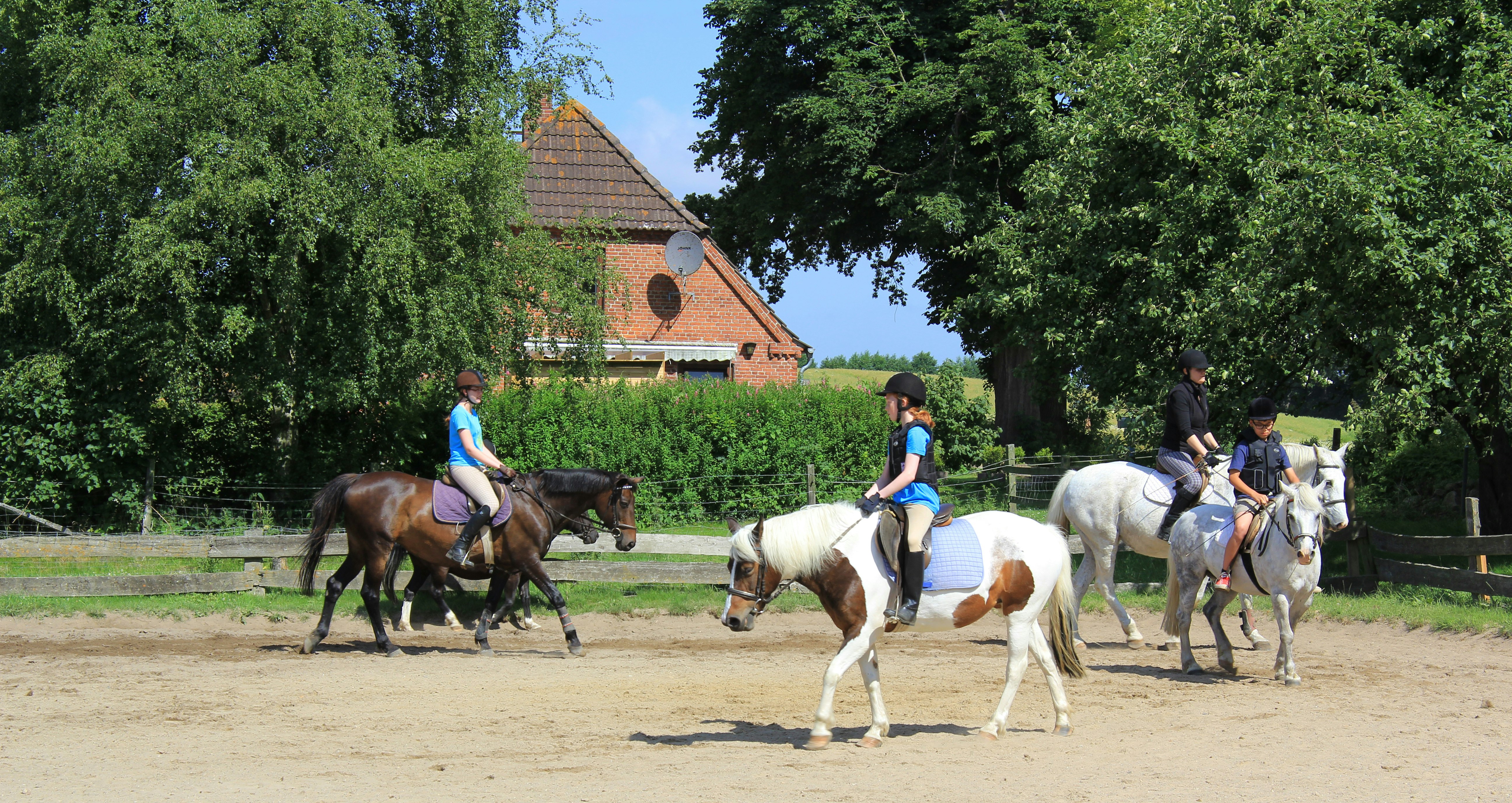 Ostseecamping Gut Karlsminde - Kinder beim Reitunterricht auf dem Campingplatz