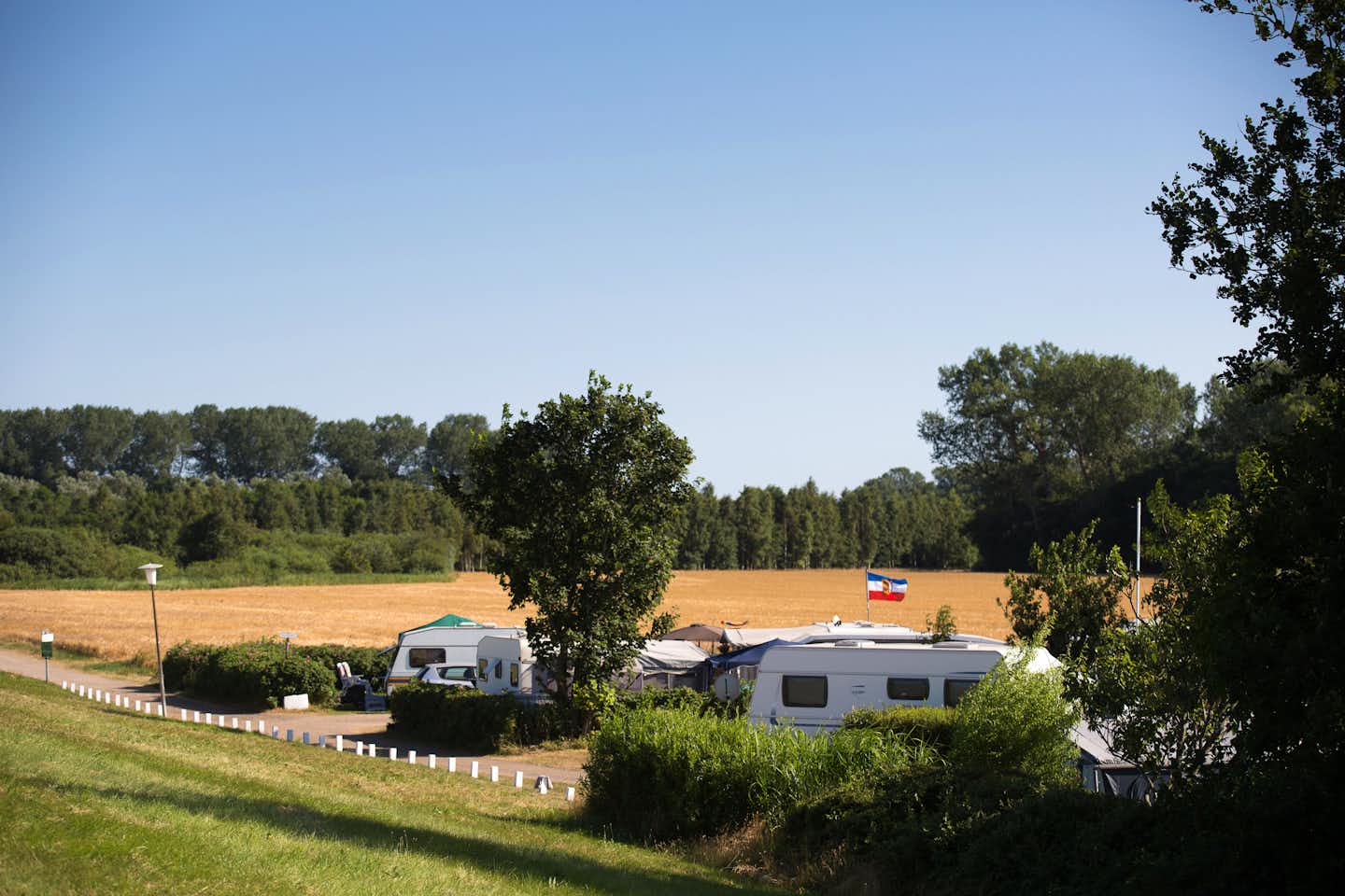 Ostseecamping Gut Oehe - Wohnwagenstellplatz am Feld auf dem Campingplatz