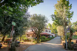 Parque de Campismo Côja - Hauptgebäude des Campingplatzes an einer Strasse