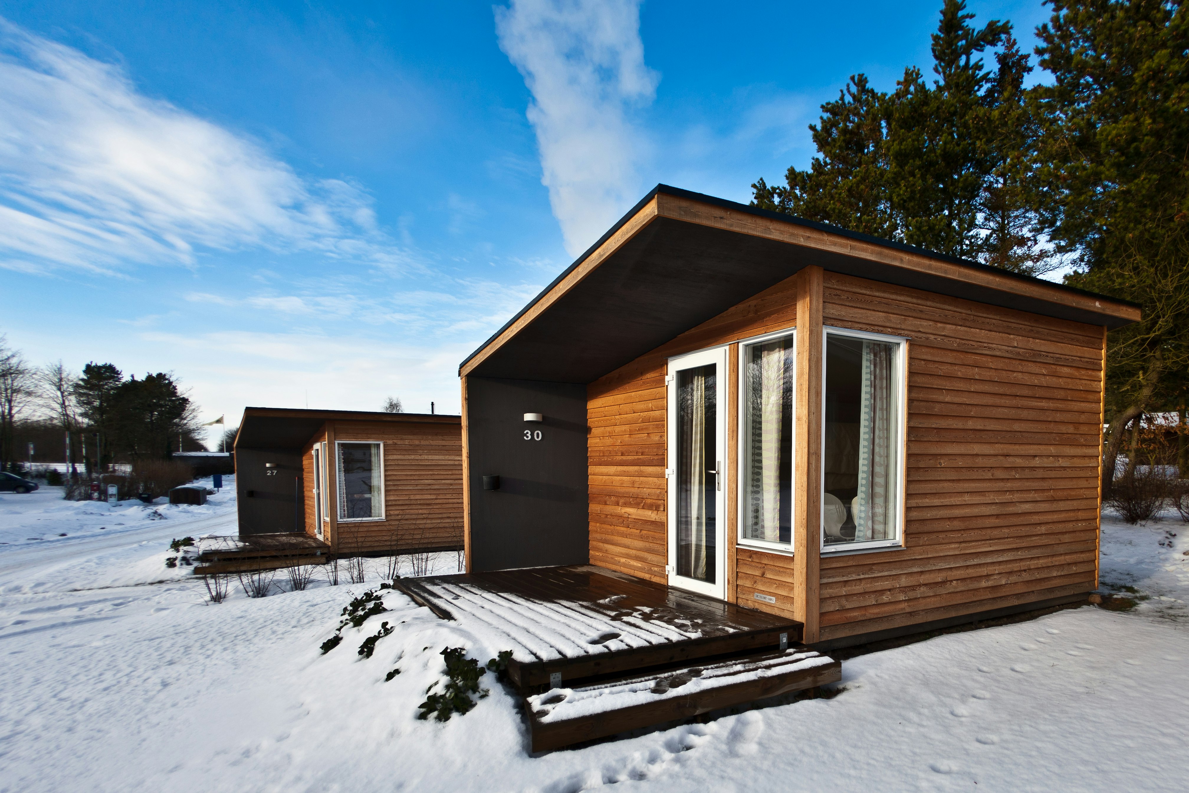 Århus Camping  First Camp Aarhus - Jylland - Mobilheim im Winter auf dem Campingplatz