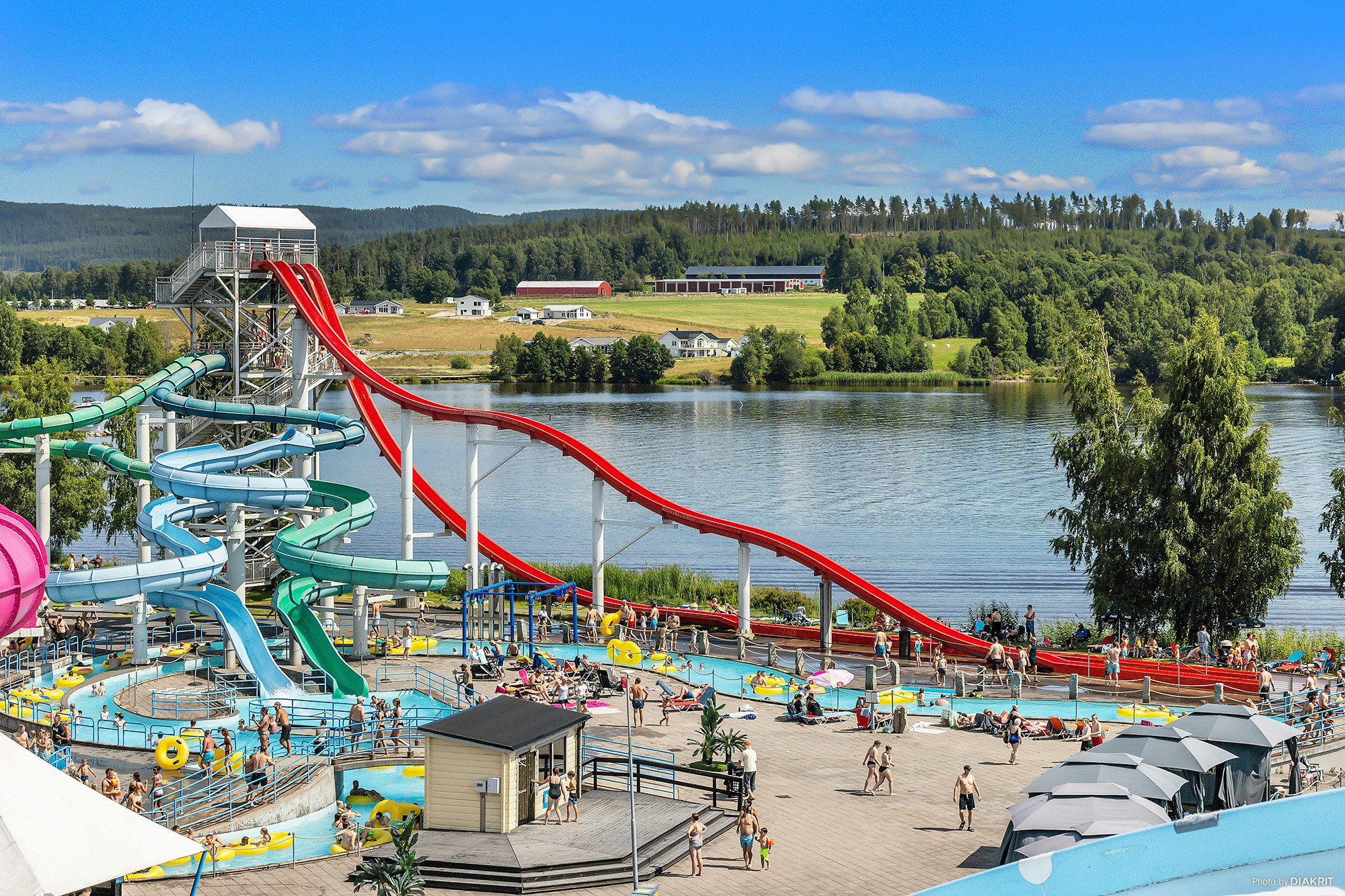 First Camp Sunne Fryksdalen Aquapark mit Wasserrutschen am Campingplatz