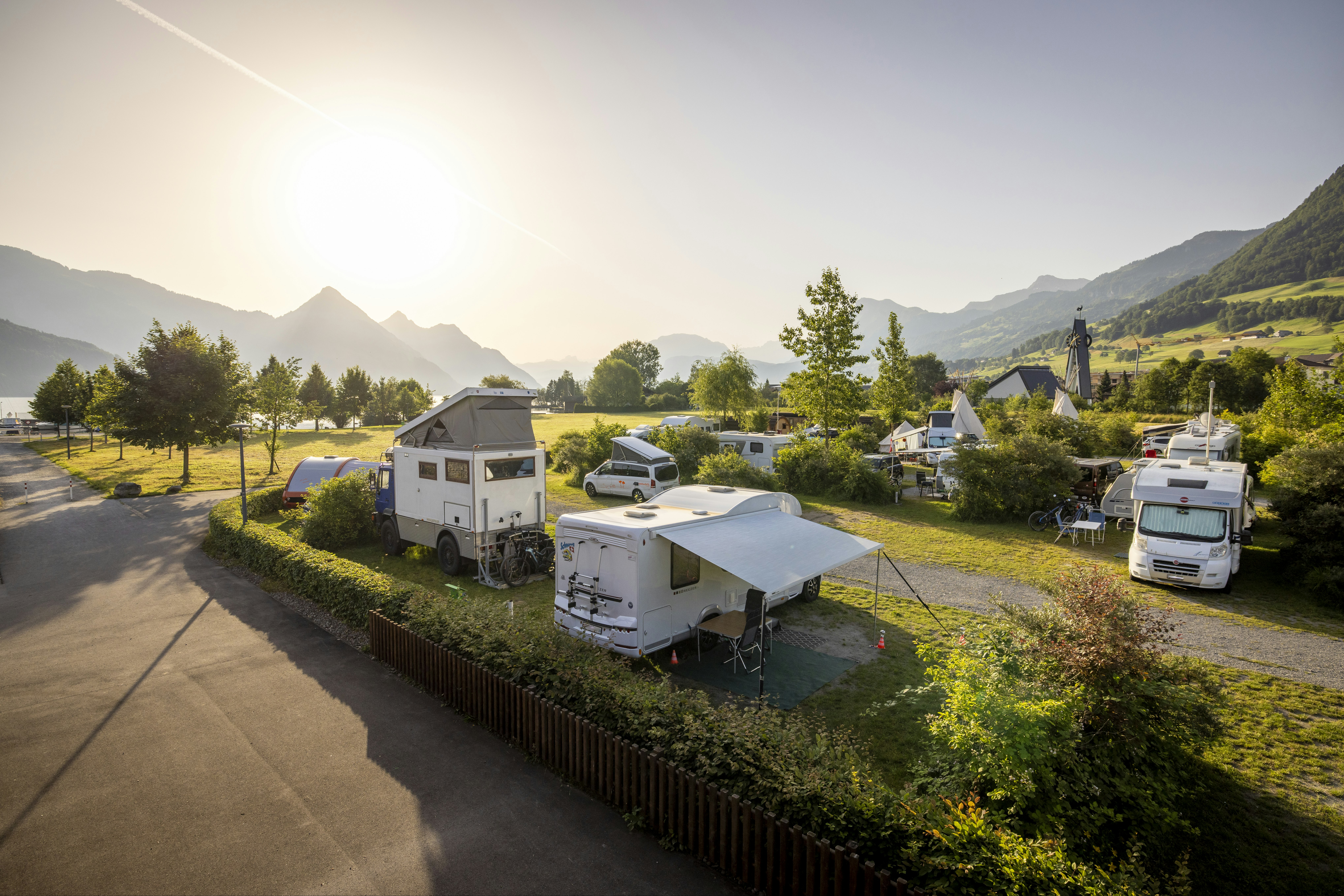 TCS Camping Buochs Vierwaldstättersee - Standplätze auf dem Campingplatz