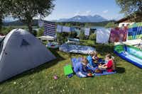 Terrassencamping Turnersee  -  Zeltplatz vom Campingplatz mit Blick auf den Turner See