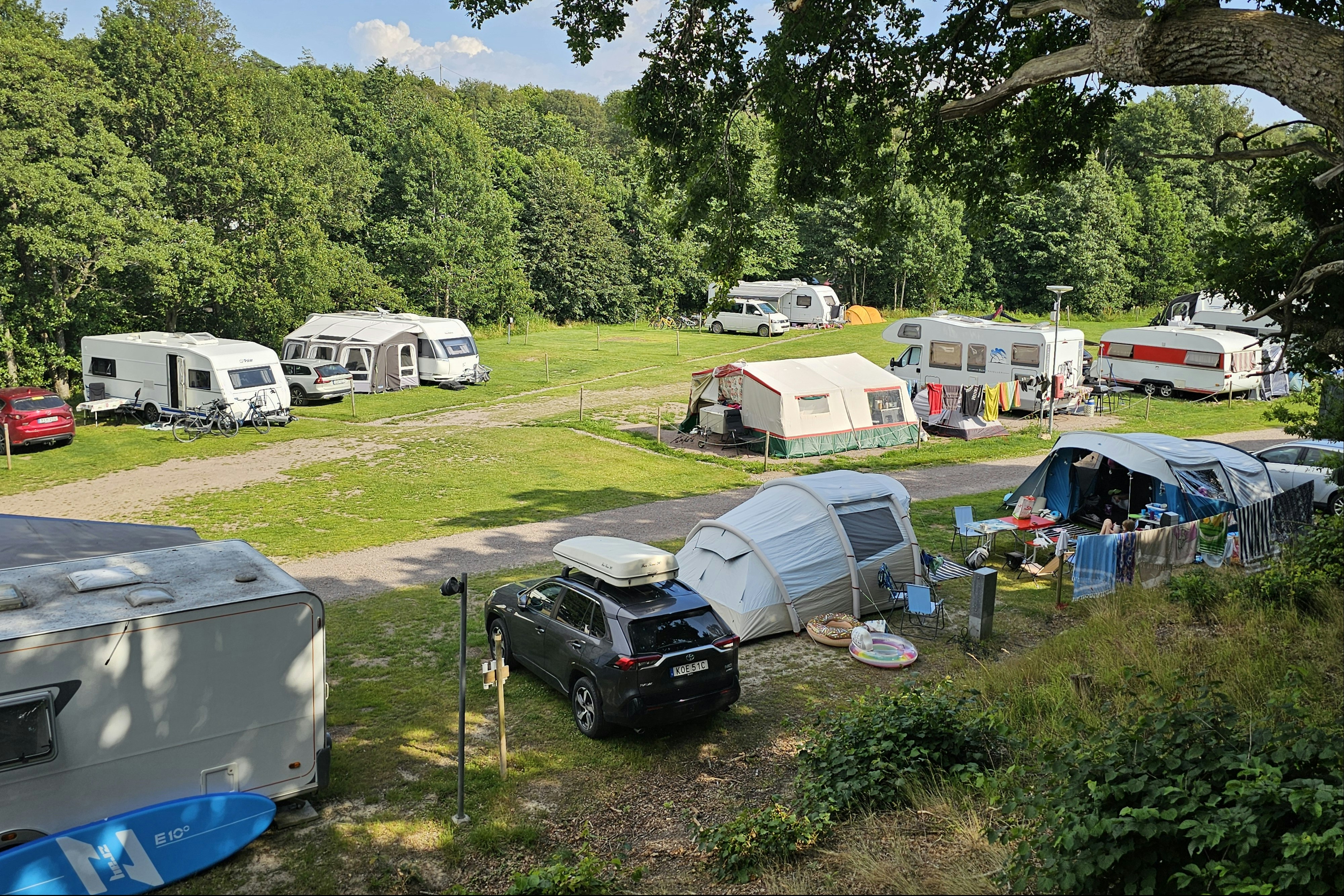 Trellebystrands Camping - Blick auf die Standplätze auf der Wiese