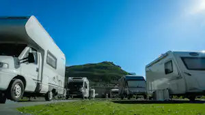 Tromsø Camping - Wohnwagenstellplätze zwischen den Bäumen auf dem Campingplatz