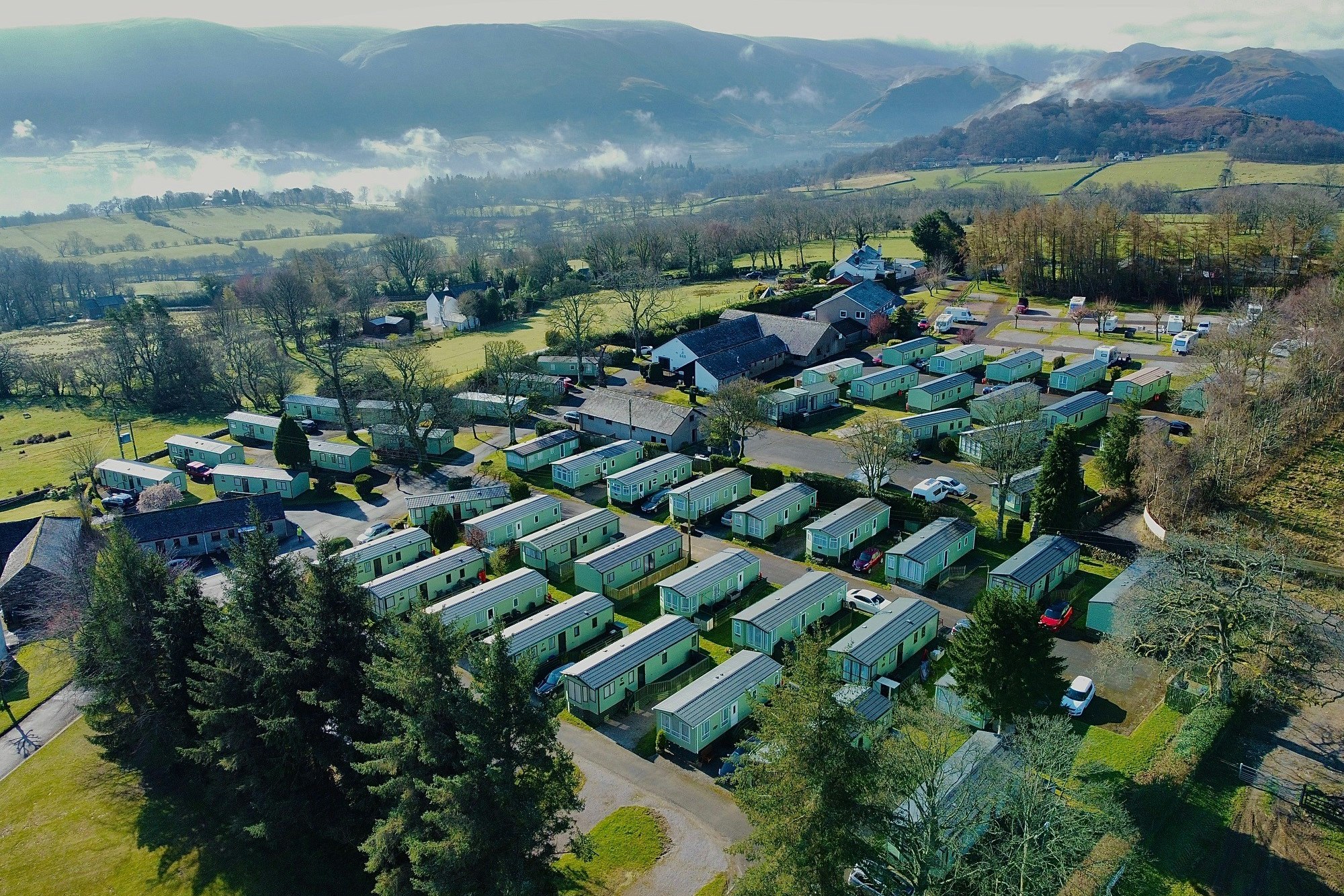 Ullswater Holiday Park - Luftaufnahme der Mobilheime auf dem Campingplatz