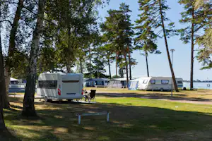 First Camp Vadstena - Vättern - Standplätze zwischen den Bäumen auf dem Campingplatz
