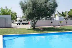 Valencia Camper Park - Pool vom Campingplatz mit Liegewiese