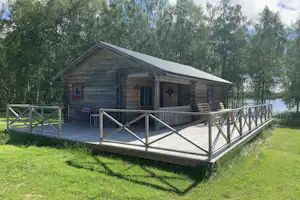 Venjans Camping - Mobilheim mit Veranda auf dem Campingplatz