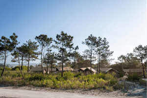 Huttopia Lagoa de Óbidos - Blick auf die Glamping-Zelte auf dem Campingplatz