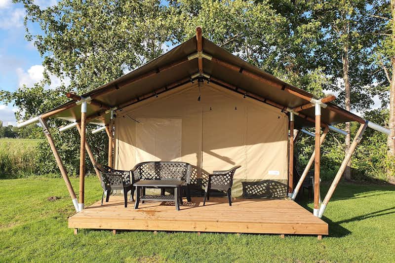 Vodatent @ Minicamping Sous les Cloches - Glamping-Zelt mit Terrasse auf dem Campingplatz