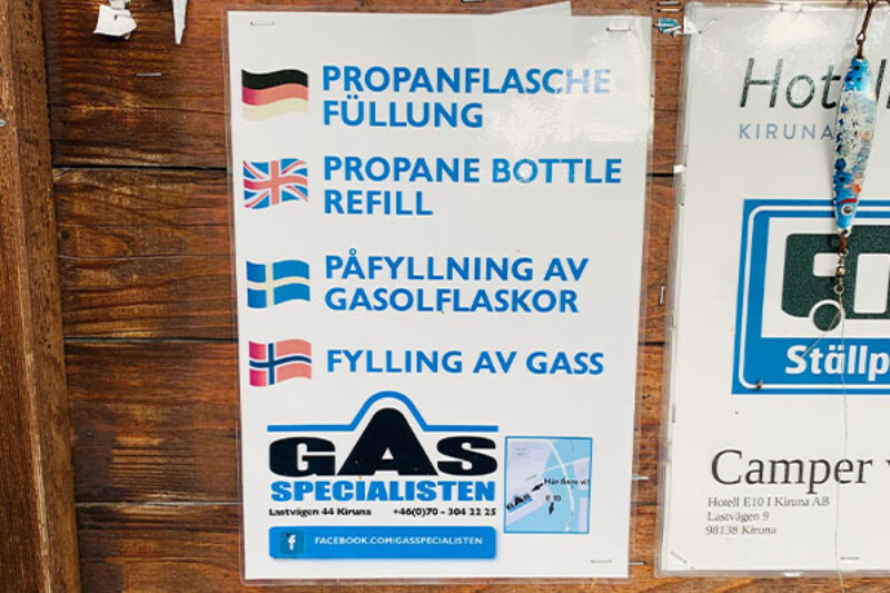 Hinweisschild für Gasaustausch
