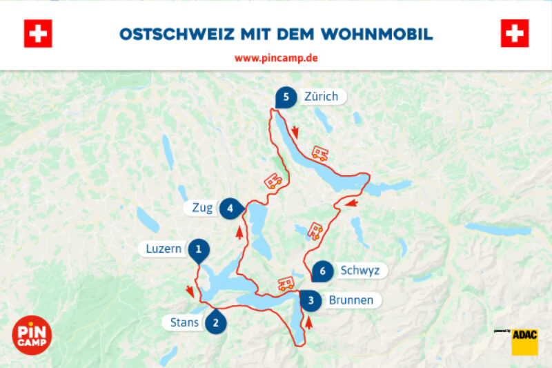 Routenplan durch die Schweiz
