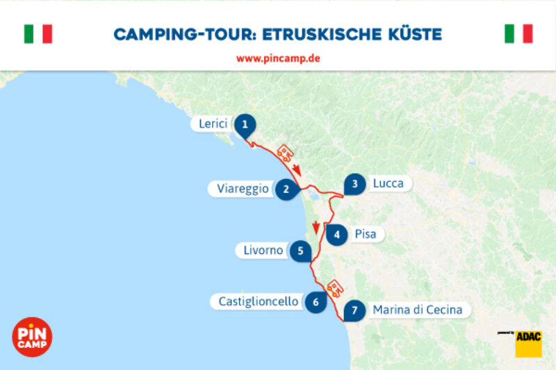 Unsere Route entlang der Etruskischen Küste