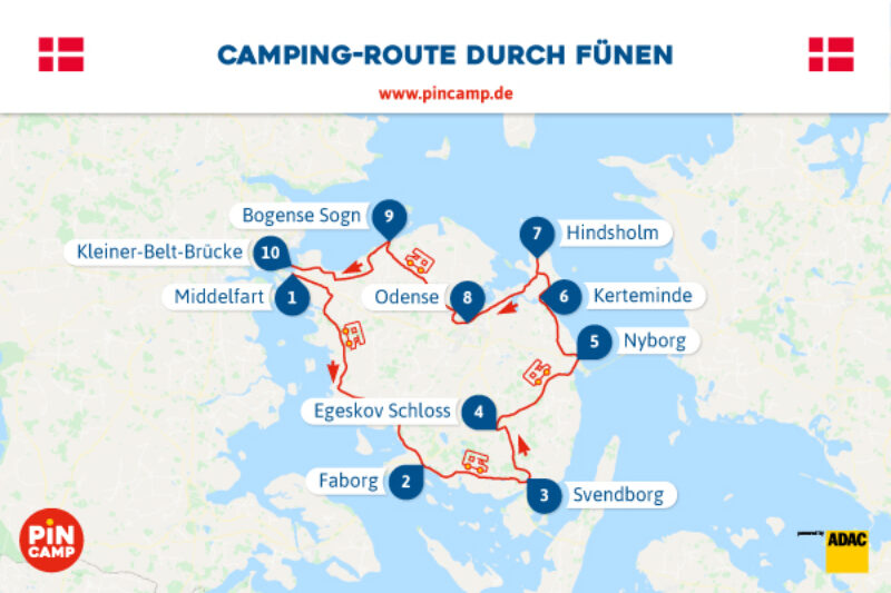 PiNCAMP Routen Grafik Fünen