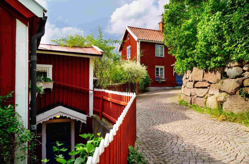 Straße Batsmansbacken, Drehort Astrid Lindgrens "Kalle Blomquist", Ort Vimmerby, Kalmar län, Smaland, Schweden