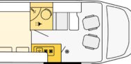 Wohnmobil-Grundriss mit Halb-Dinette