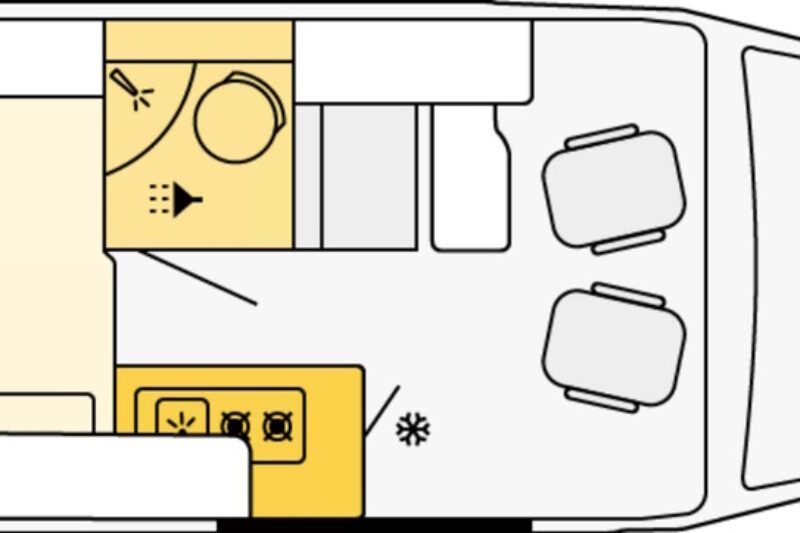 Wohnmobil-Grundriss mit Halb-Dinette