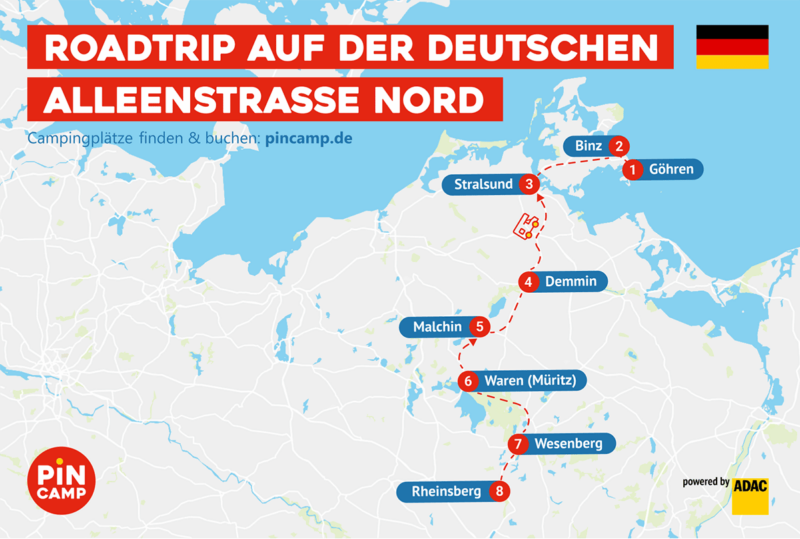 Routengrafik Roadtrip auf der Deutschen Alleenstraße Nord