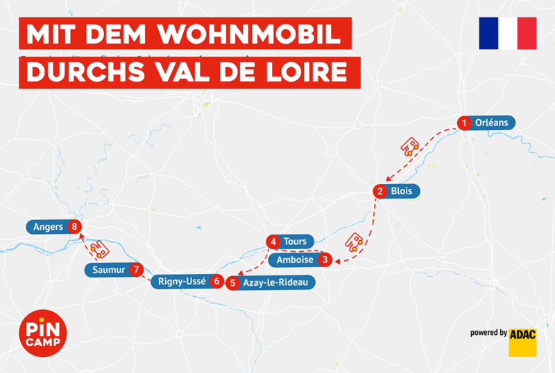 Unsere Route durchs Val de Loire