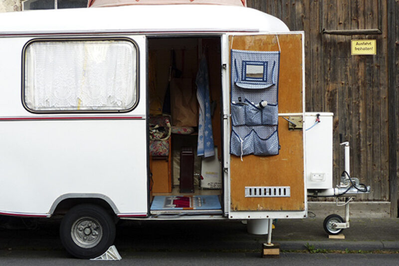 Wohnwagen mit Stützrad