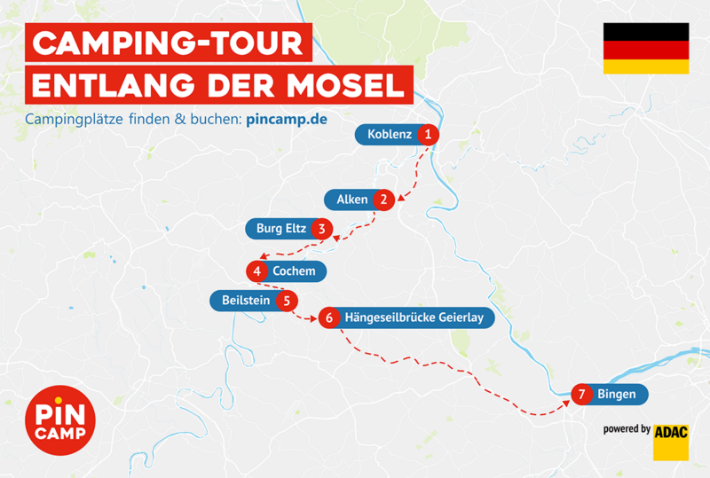 Wohnmobil-Tour an der Mosel Routengrafik