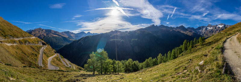 Überblick über die Timmlersjoch Hochalpinsttrasse und das Alpenpanorama