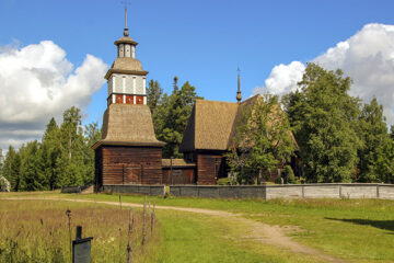 Aus Holz erbaute Kirche Namens Petäjävesi