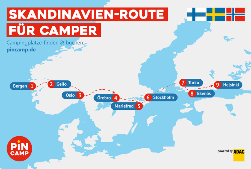 Routen-Grafik Skandinavien