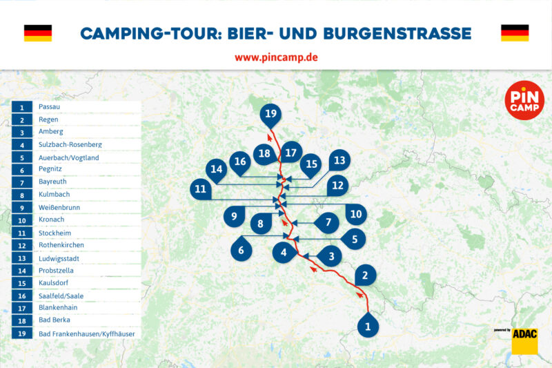 Die PiNCAMP Bier Routen Grafik