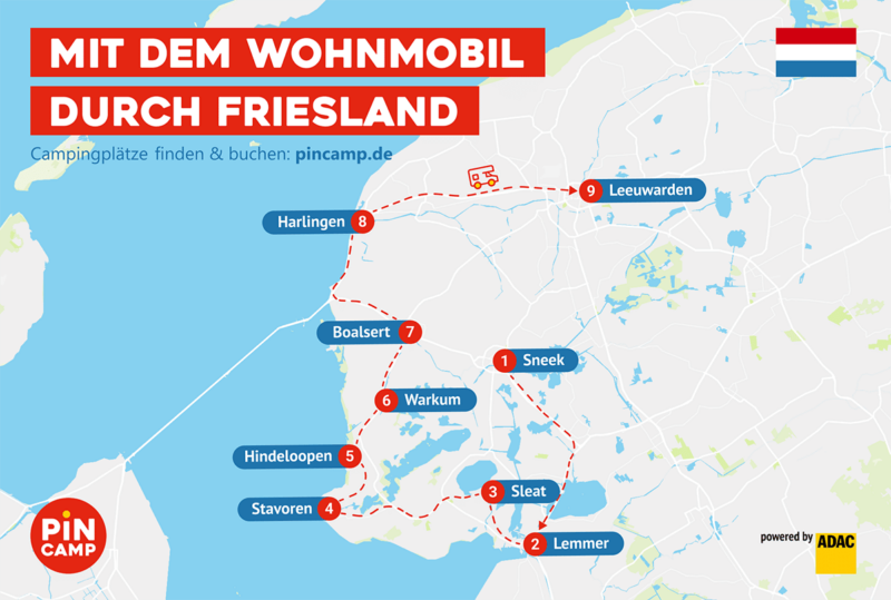 Camping Route durch Friesland