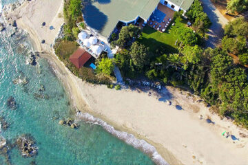 Domaine naturiste de Bagheera - Blick auf den Strand in der Naehe von dem Campingplatz aus der Vogelperspektive