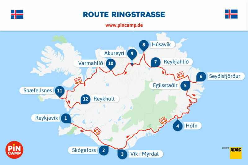 Unsere Route über Island