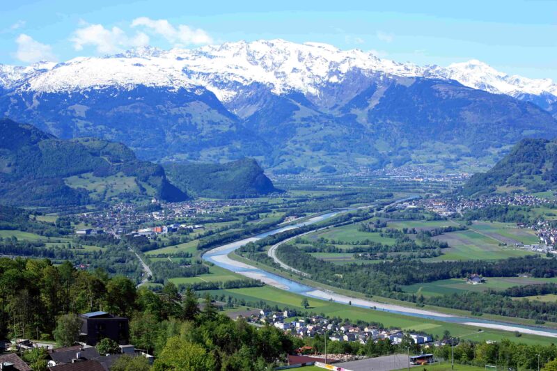 Fürstentum Liechtenstein, Blick von Triesenberg in die Schweiz