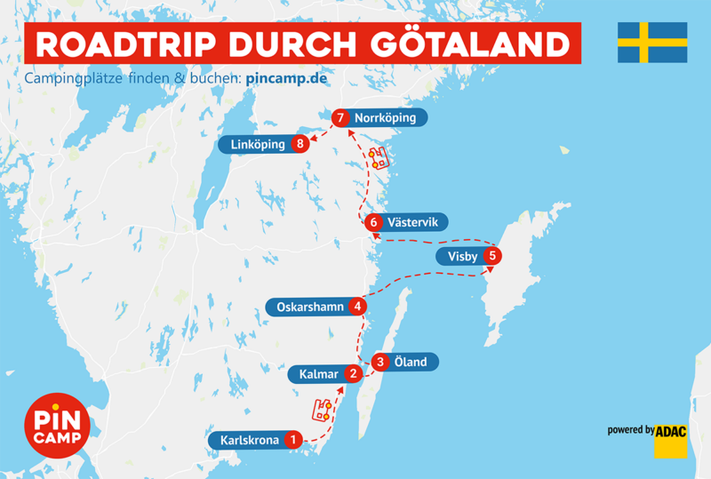 Routengrafik Südostschweden