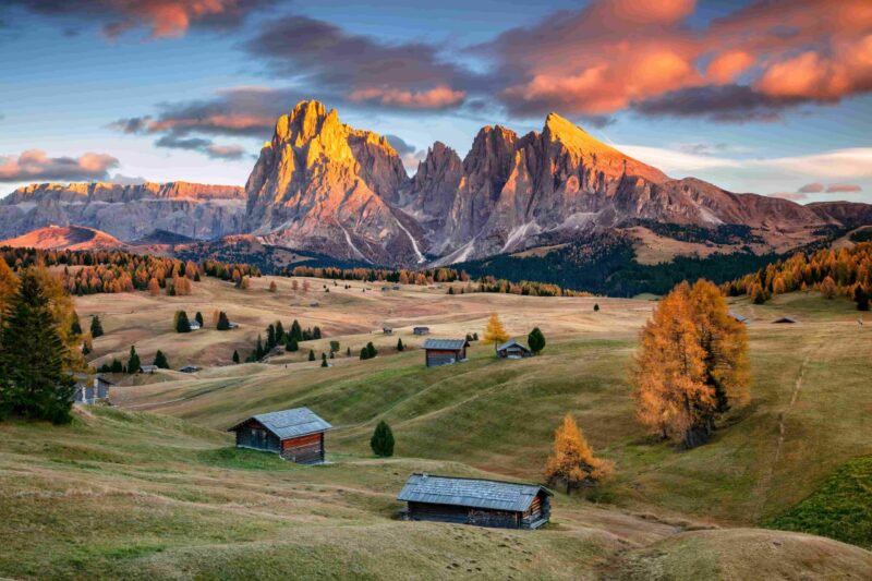 Dolomiten. Landschaftsbild der Seiser Alm