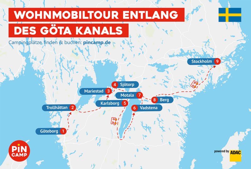 Wohnmobiltour entlang des Göta Kanals