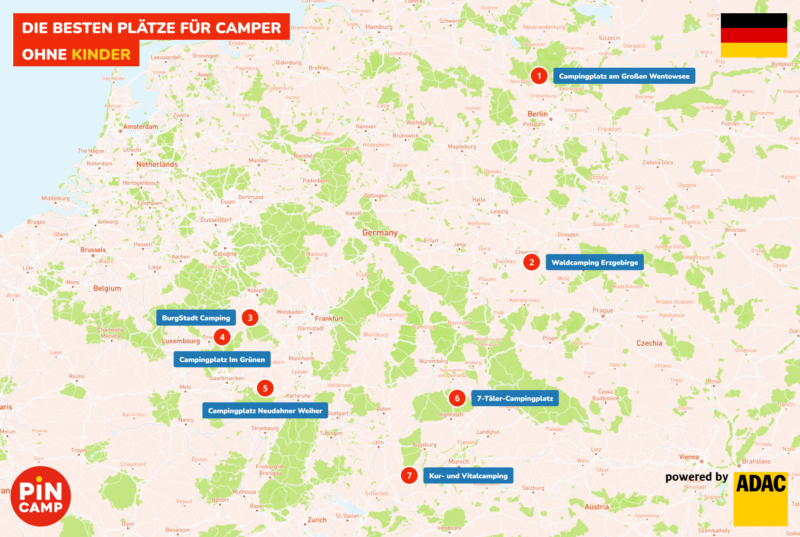 Die besten Campingplätze ohne Kinder in Deutschland