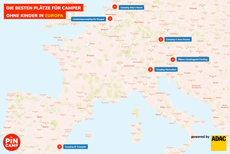 Die besten Campingplätze ohne Kinder in Europa