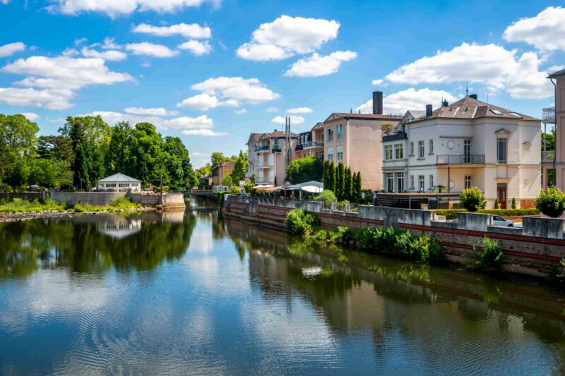 Kurpark und der Fluss Nahe, Bad Kreuznach, Deutschland