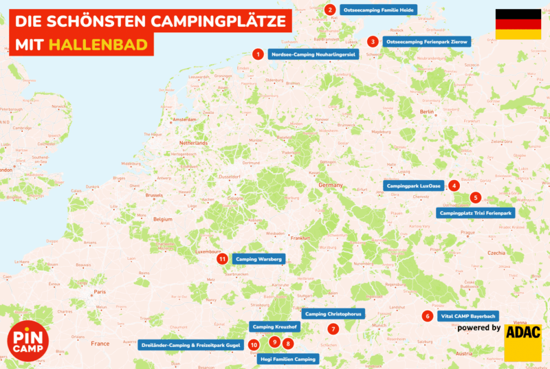 Die schönsten Campingplätze mit Hallenbad in Deutschland