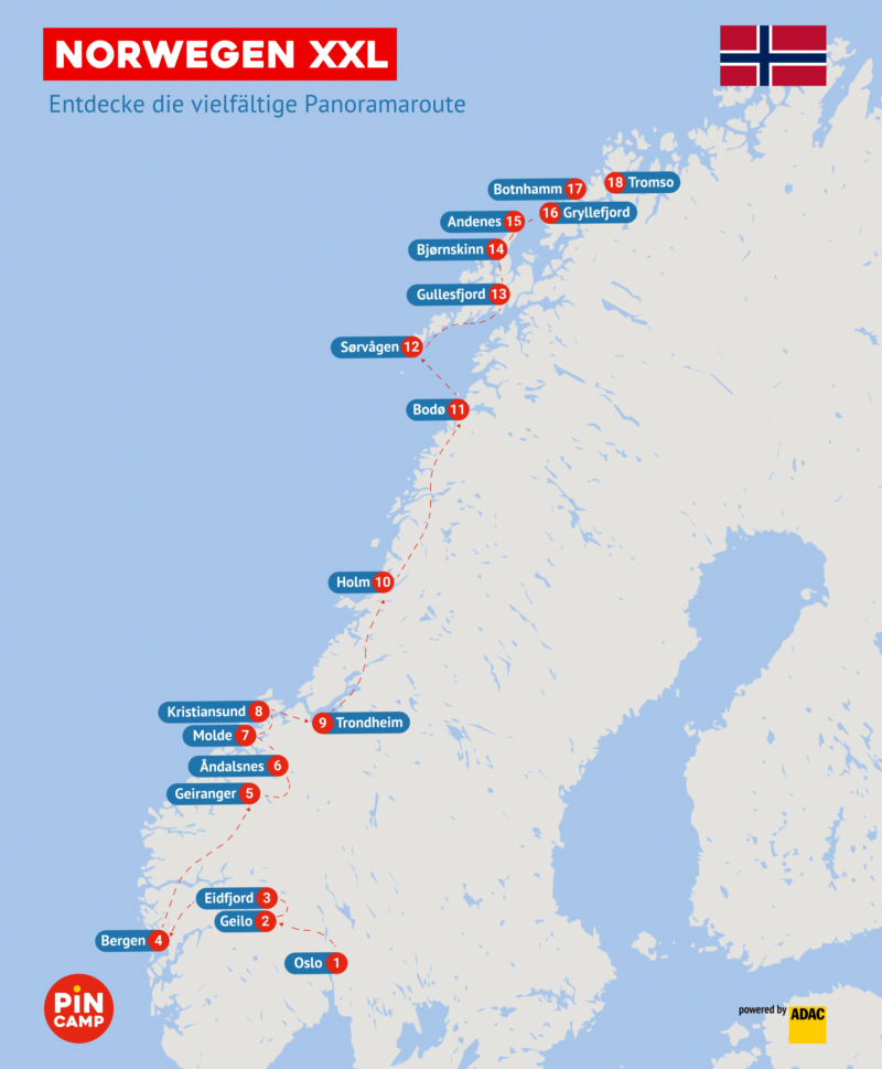 norwegen xxl panoramaroute oslo bis zum polarkreis