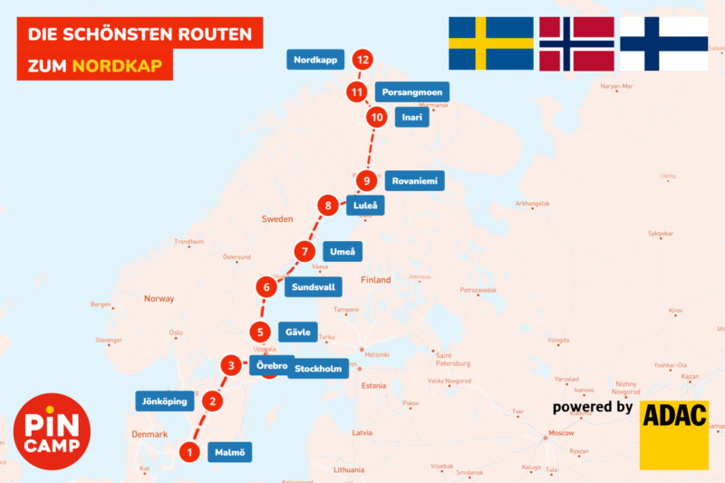 Route Nordkap - Schweden - Finnland - Norwegen
