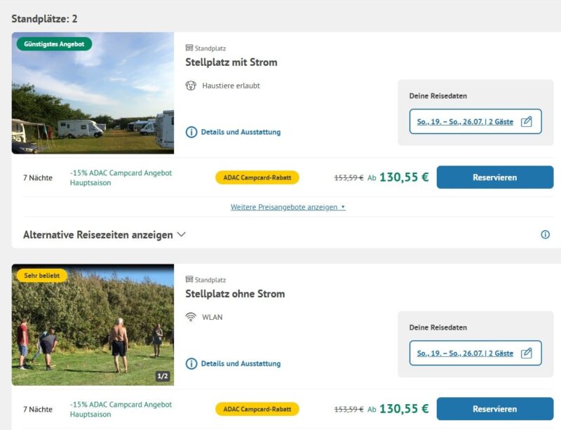 Standplätze Dänemark Angebot