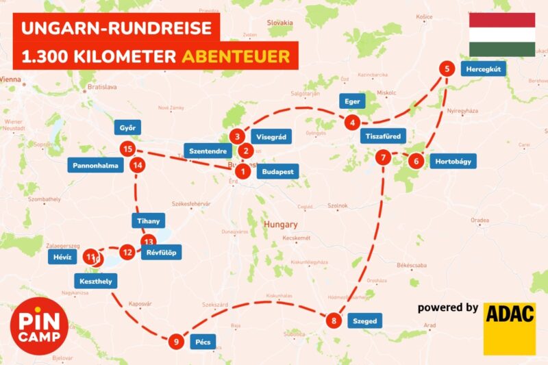 Ungarn Rundreise mit Karte und Strecke