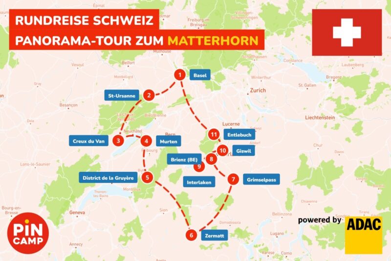 Rundreise Schweiz Karte